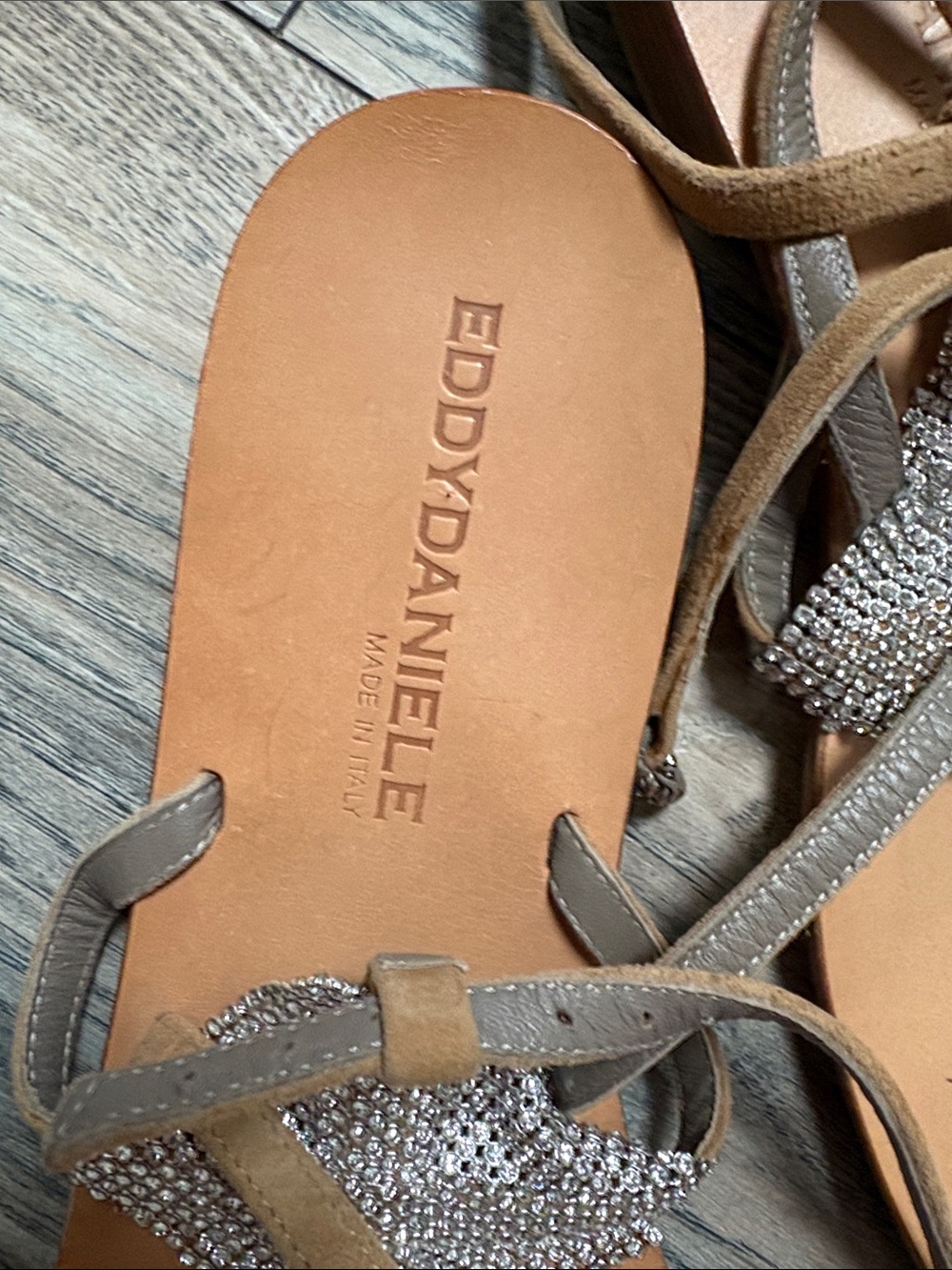 Eddy Daniele Silver Tone Brown Leather Sandals 9/40 Made in Italy - Picture 5 of 6